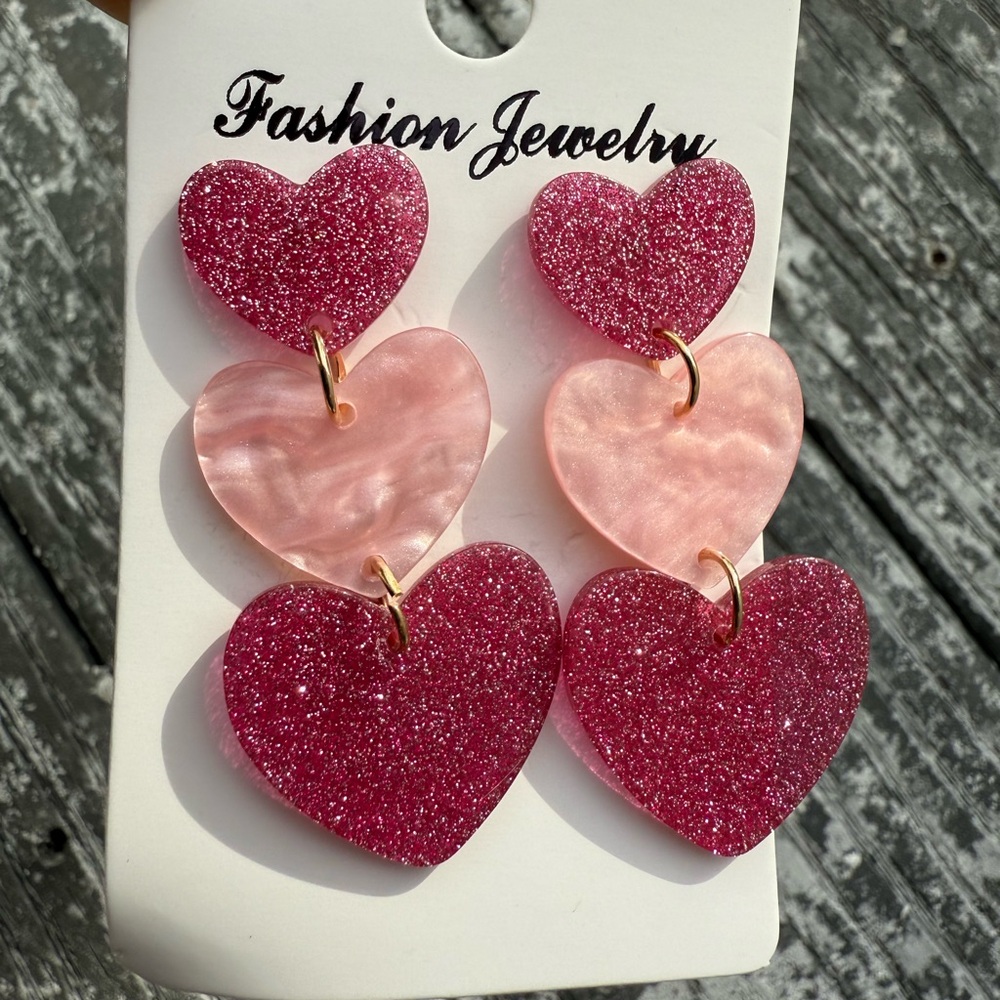 Pink Heart Earrings NWT